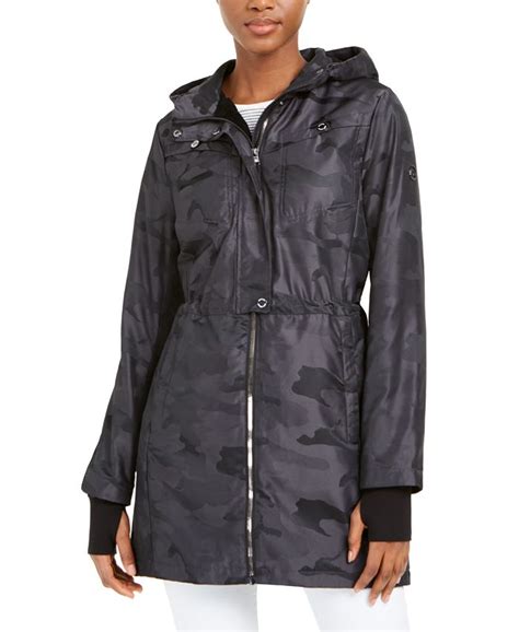 michael kors camo rain jacket|Michael Kors waterproof jacket.